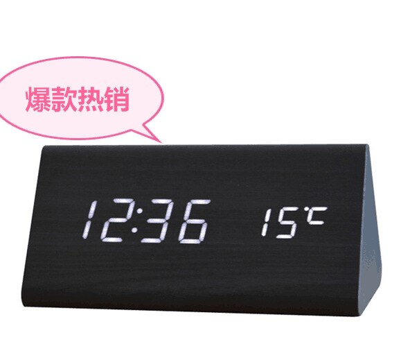 LED Digital Clock Wooden Alarm Clock Table Sound Control Electronic Clocks Desktop USB/AAA Powered Desperadoes Home Table Decor: B