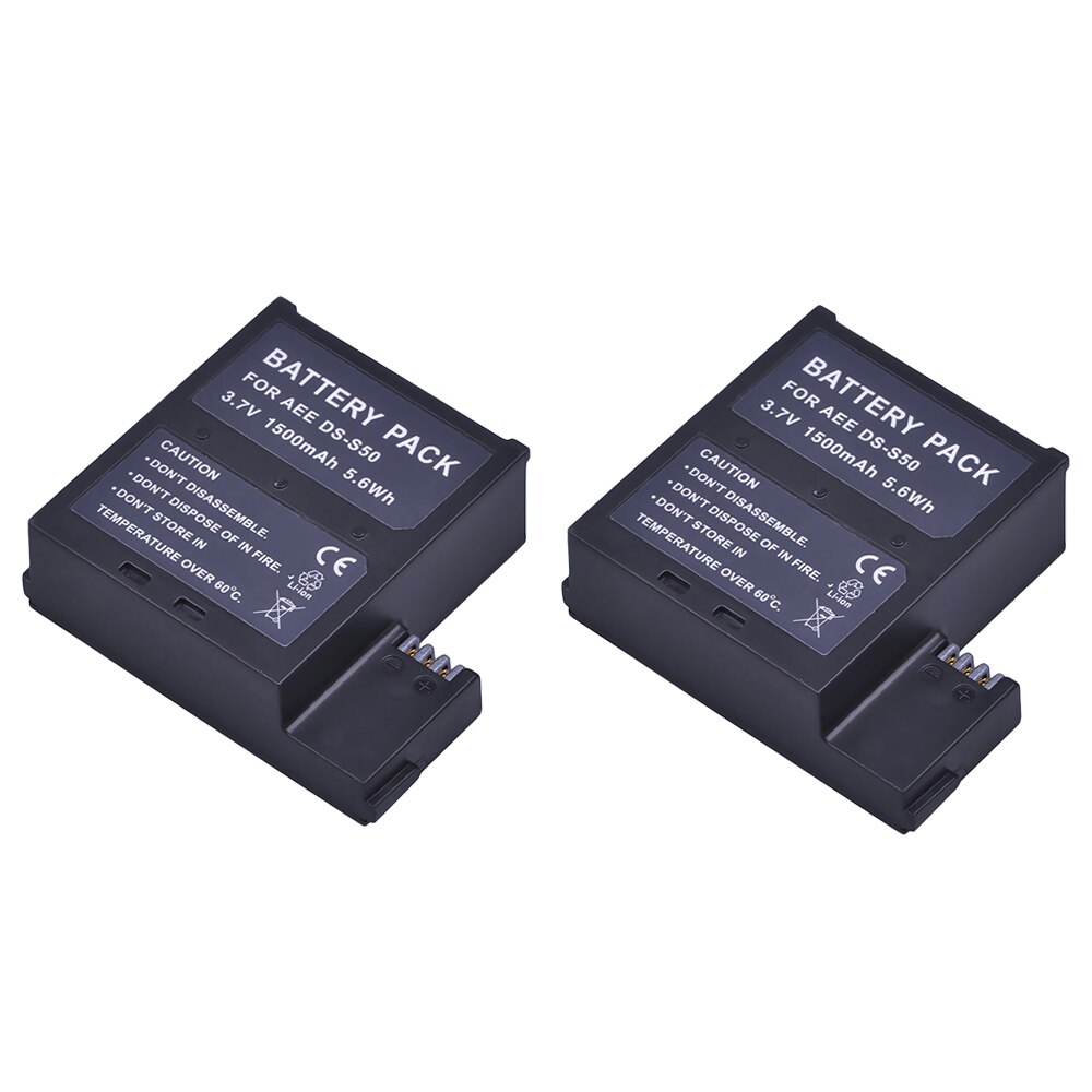 2 stks 1500 mah DS-S50 DSS50 S50 Batterijen Akku + EU/VS Charger Kits voor AEE DS-S50 S50 AEE d33 S50 S51 S60 S71 S70 Camera Batterij