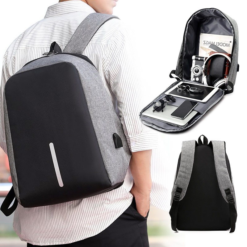 Hommes école 15.6 pouces ordinateur portable sac à dos avec fermeture éclair hommes femmes hydrofuge voyage Multi USB chargeur affaires mâle sac à dos