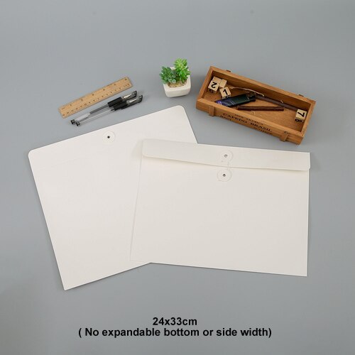 10pcs A4 White/Black/Kraft Paper File Organizer Envelope Document Bag: 24x33cm white
