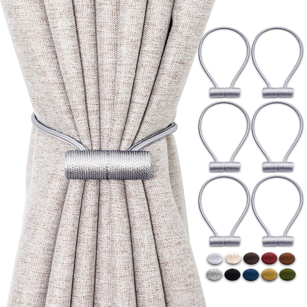 Magnetische Vorhang Raffhalter Gardinen Raffhalter Verbesserte 2 Pack 16 Zoll Dekorative Vorhang halte zurück Vorhang Clip Schnalle für Blackout: grau