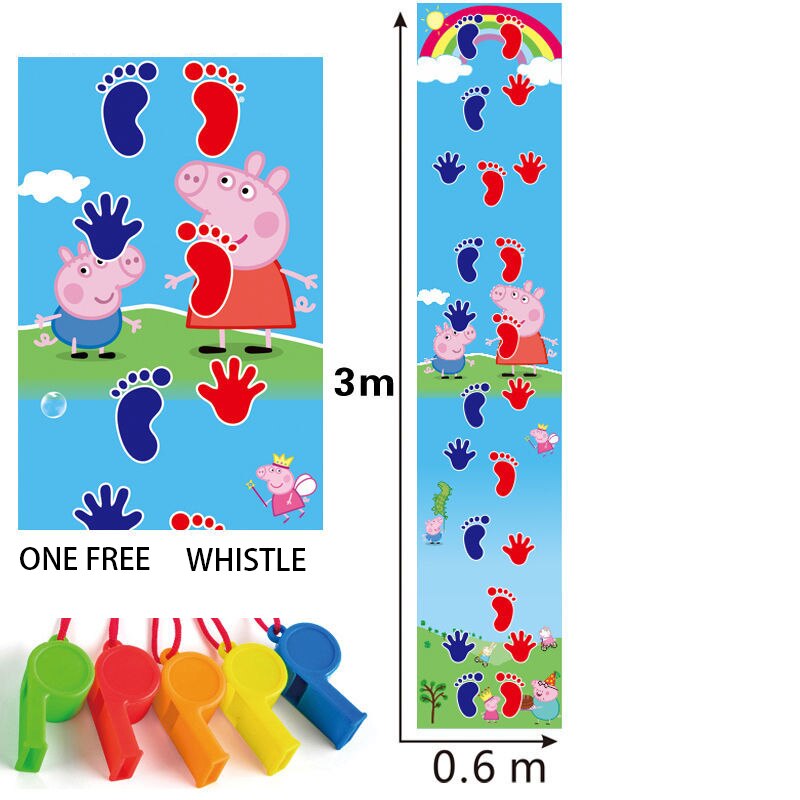 Hand and Feet Game Kids Jumping Carpet Mat Children Jump Lattice Pad Family Kindergarten Indoor Outdoor Team Toys: single blue pig