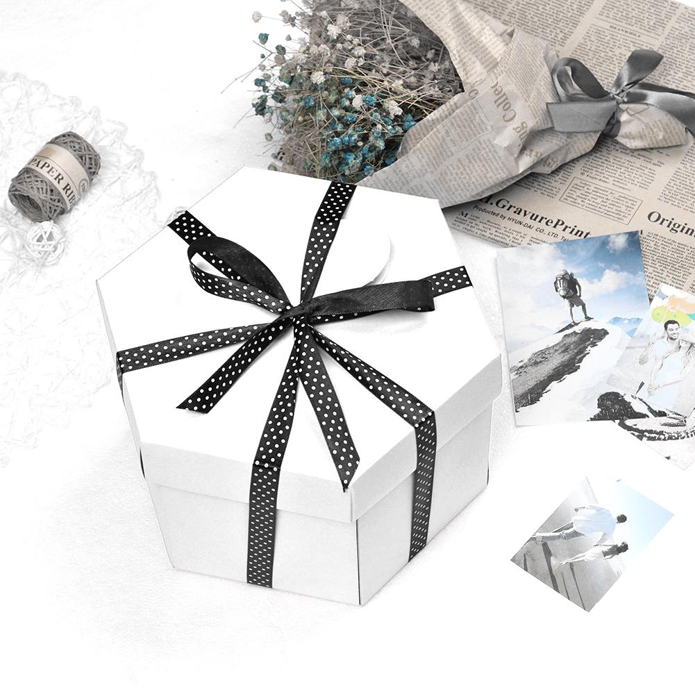 Kreative DIY Fotoalbum Kasten Hexagonalen Falten Scrapbooking Foto Alben Speicher Kasten für Geburtstag Valentinstag Hochzeit