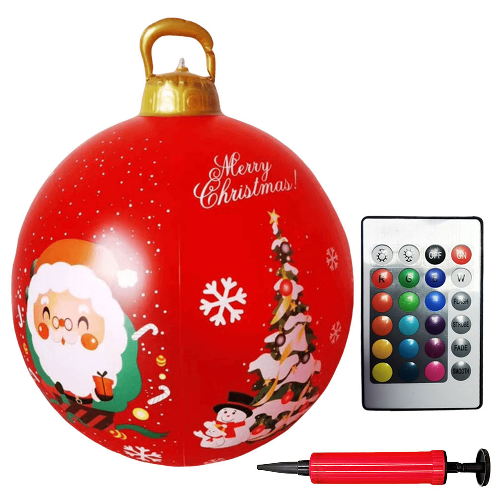 Outdoor Christmas Inflatable Decorate Ball 60cm PVC Giant Inflatable Model Ball with Lights Xmas Tree Festive Decoration Balloon: black