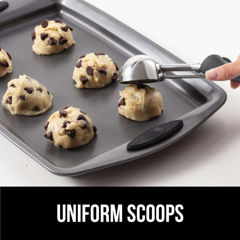 Practical Stainless Steel Ice Cream Spring-Loaded Scoop Comfortable Scooper Easy Squeeze Handle for Kitchen Black