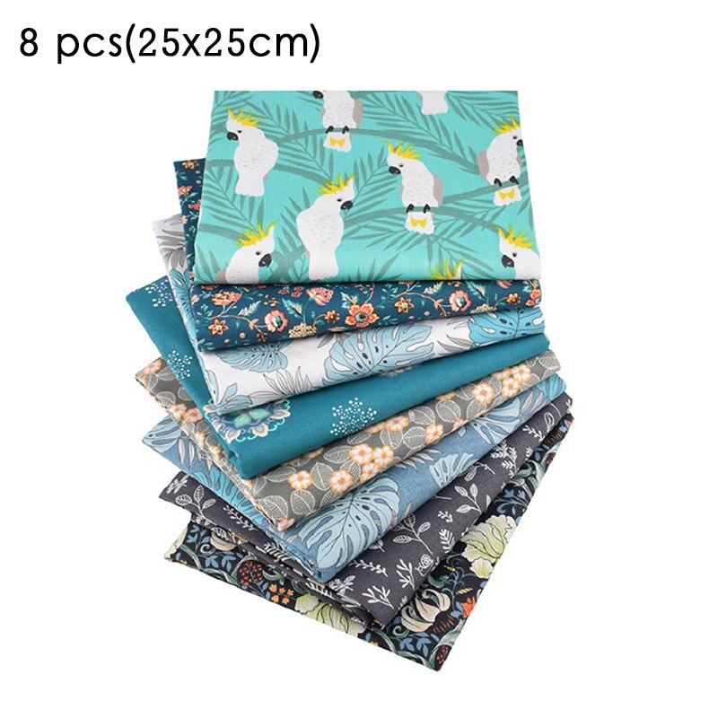 8 pcs/set 25*26/25*25 CM Sewing Supplies Mix Color DIY Handmade Patchwork Cloth Cotton Fabric for Household Nice:  floral 25x25cm 