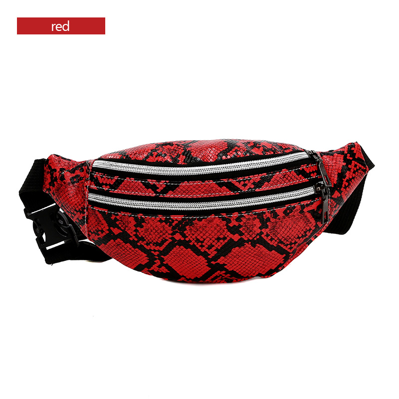 AIREEBAY 3-Tasche Serpentin Frauen Taille Tasche Dame fanny Pack Gürtel Tasche Mini frauen Tasche Luxus taille Pack: 4216rot