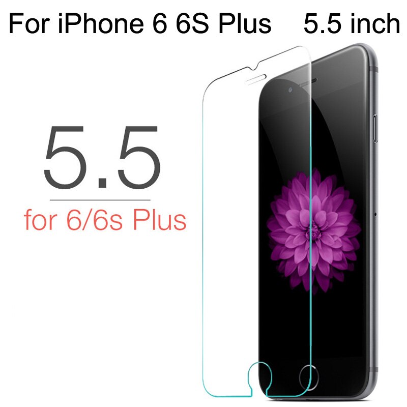 Tempered Glass for iPhone 6 6S Screen Protector for iPhone 7 Plus Glass Film for iPhone 8 plus X SE 5 5S Tough Protection 4 4S: iPhone 6Plus 6sPlus