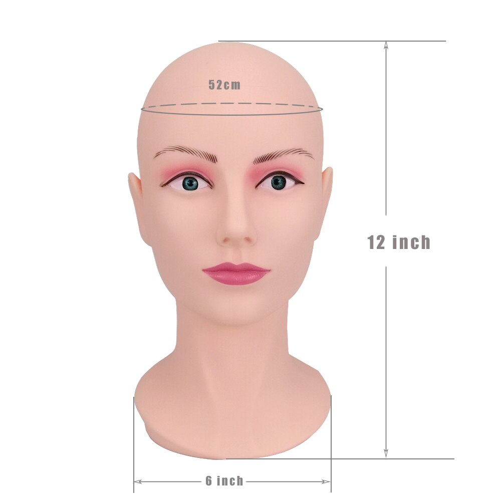 Cabeza de maniquí calvo con hombro, cabeza de maniquí femenino para peluca, sombrero, exhibición de cosmetología, cabeza de maniquí para práctica de maquillaje