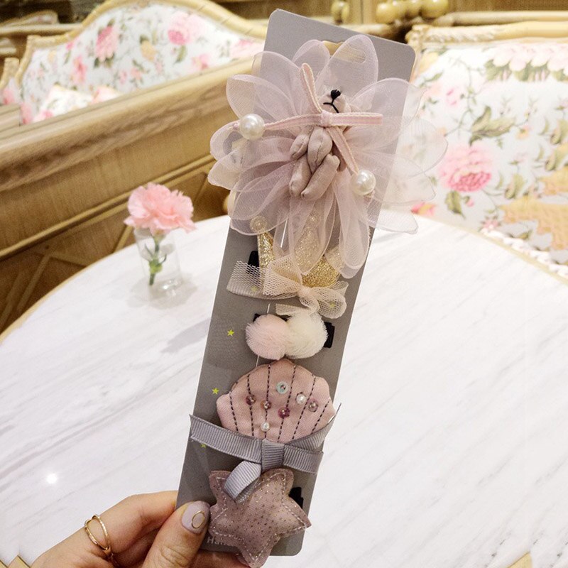 5 pçs/set bonito bebê menina grampos de cabelo dos desenhos animados coelho arcos coroa hairpins crianças elástico faixa de cabelo headwear bebê menina acessórios de cabelo: Style 3
