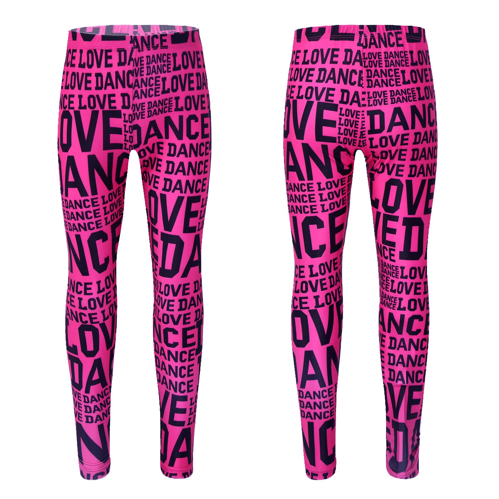 Bambini ragazze bambini lettere Leggings stampati pantaloni collant festa danza Performance Costume Sport Fitness pantaloni da palestra Costume: Rose Red / 6