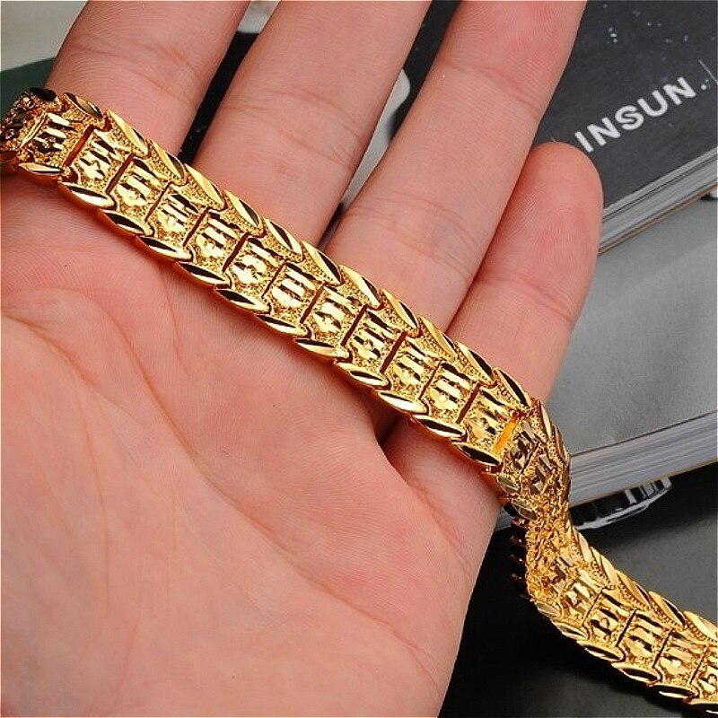 Chunky Link Chain Armband Punk Hip Hop Stijl Gold Charms Circle Link Chain Armband Accessoires Cadeau Voor Man Neo-gothic Sieraden