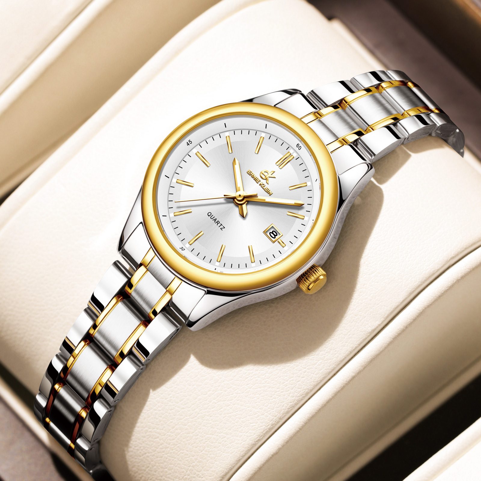 ERNIE KLEIN dameshorloge luxe gouden horloge OriginalDate Week roestvrij staal waterdicht lichtgevende elegante jurk dameshorloges