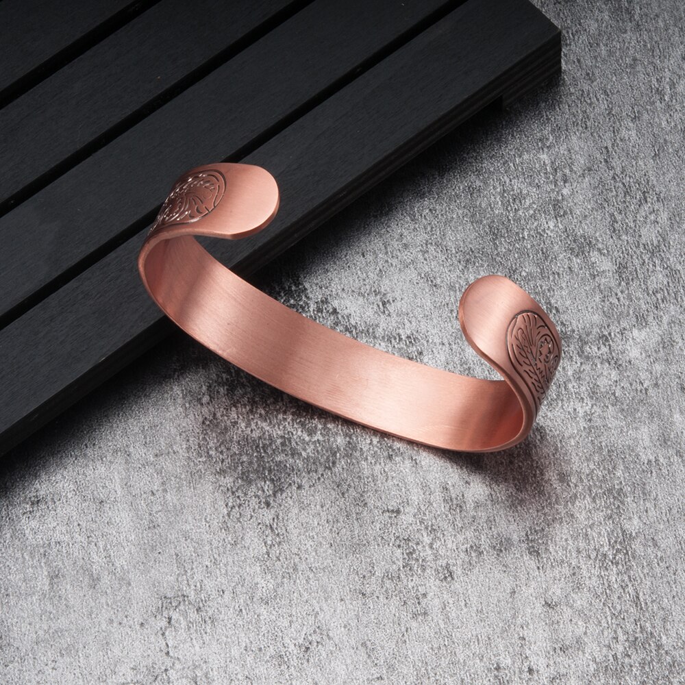 Vinterly Buy 1 Get 1 Pure Copper Bracelet Men Energy Magnetic Bracelet Copper Wide Adjustable Cuff Bracelet Bangles for Men