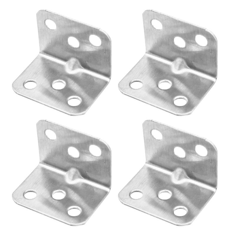 4pcs Stainless Steel Corner Code Right Angle Support Connector Fixing Plate
