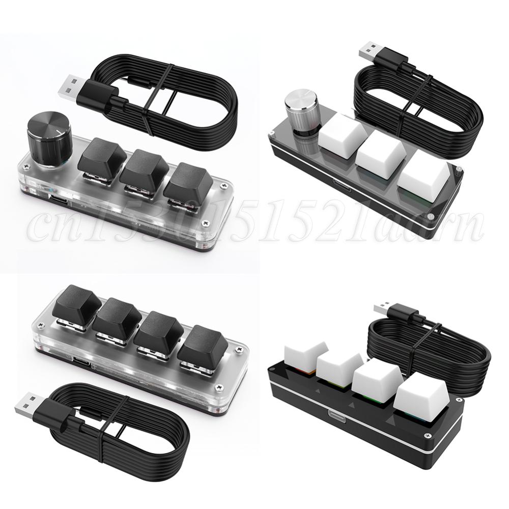 3 klawisze 1 pokrętło/4 klawisze Mini mechaniczna klawiatura BT RGB przewodowa USB mechaniczna Macropad czerwone przełączniki dla graczy/projektów/dyдаownika wideo