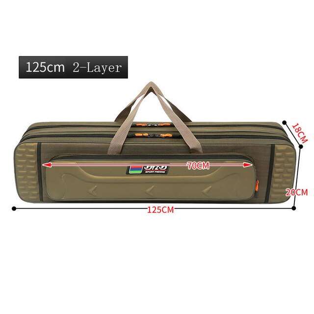 125cm 130cm 4 Layer Waterproof Fishing Rod Bag Thickening Oxford Fishing Pole Reel Tool Storage Case Tackle Gear Travel Organize: 2 Layer 125cm