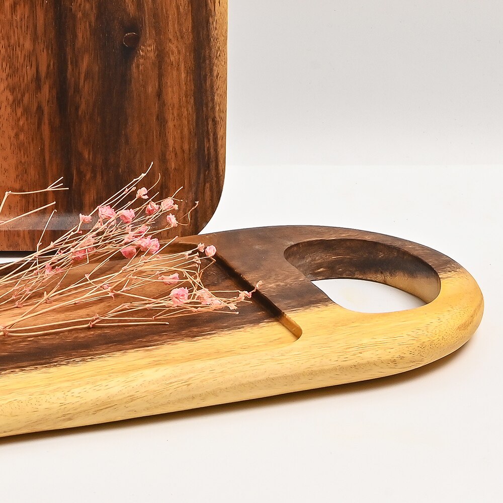 Creatieve Houten Dienblad Massief Hout Diner Plaat Pizza Plaat Vierkante Pizza Lade Acacia Hout Servies
