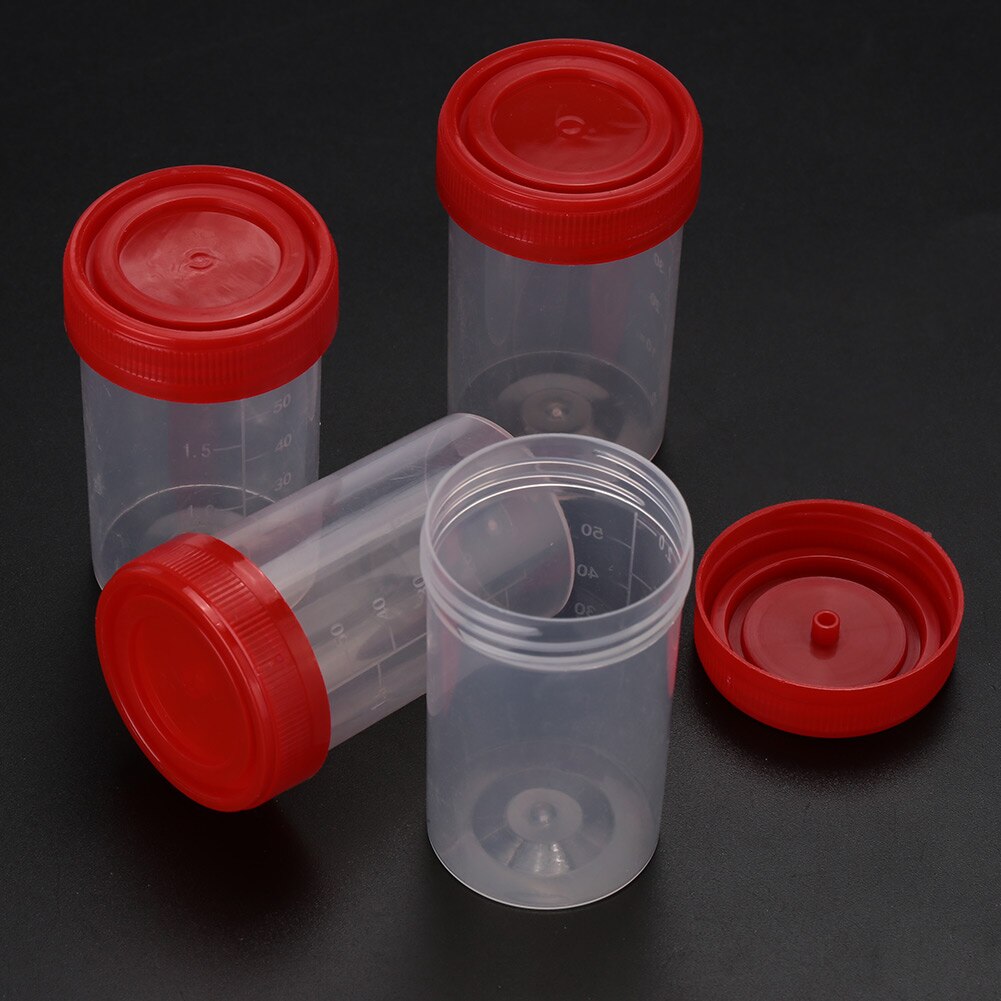50 stks/set Specimen Fles Monster Cup Wegwerp Nosodochium Container Test 60ml Nuttig Ziekenhuis Inspecteren Glas Handig Gereedschap