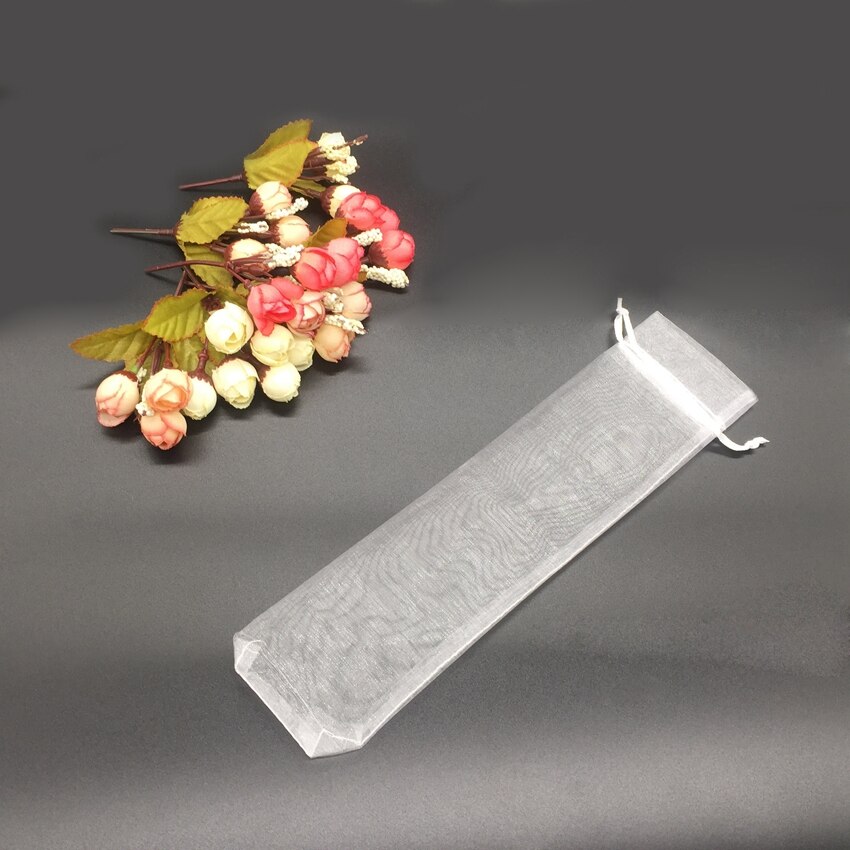 50 stuks Wit Koord Organza Folding Hand Fan Pouch Party Wedding Bags 25mm x 6mm