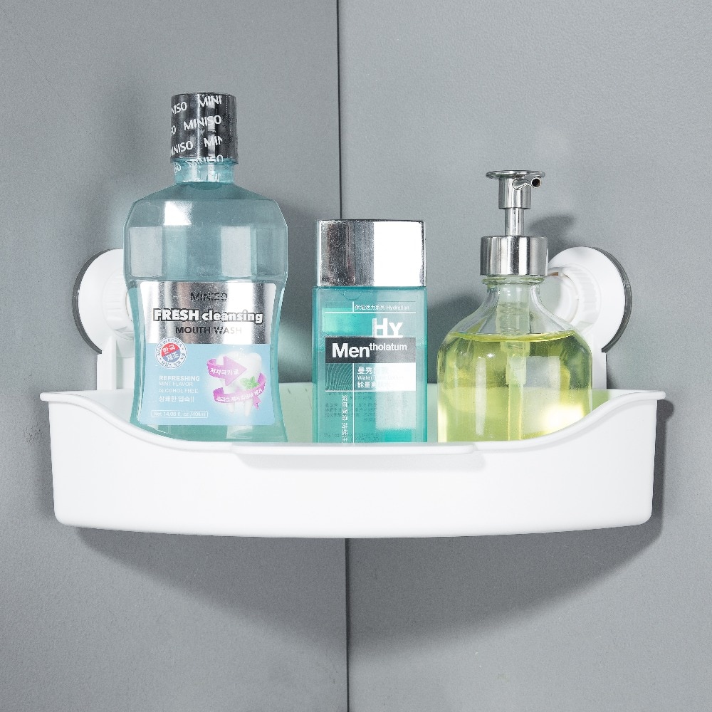 Hoek Opslag Plank Hoek Badkamer Magazijnstelling Zuignap Zeep Fles Houder Plastic Abs Keuken Opbergrek