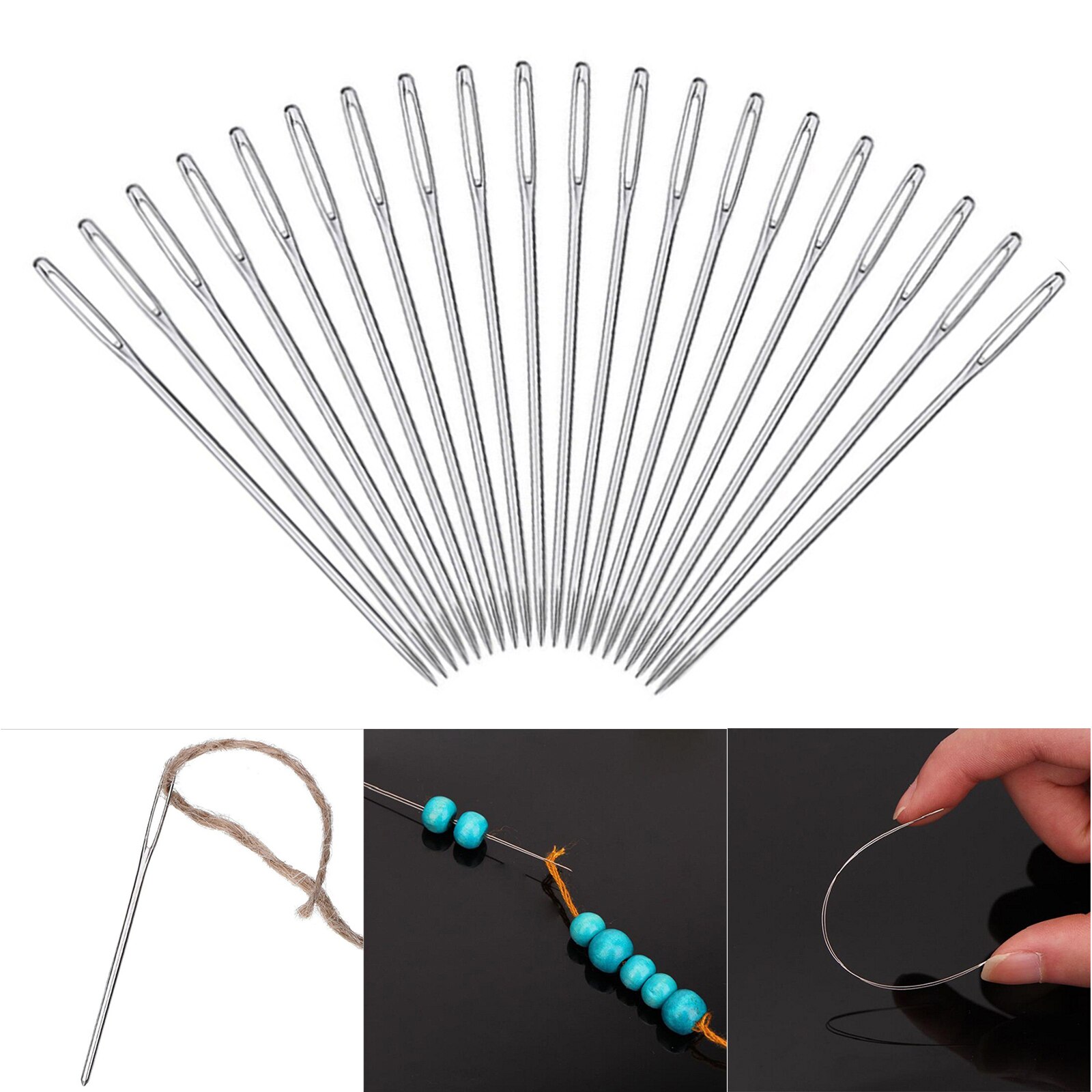 Sewing Needle Accessories Cross Stitch Knitting Large Eye Needles With Case Stainless Steel DIY Leather Tools Sewing Needle