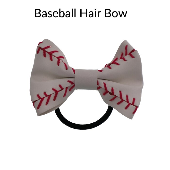 Softbal Honkbal voetbal Leer Haar Bloem Hairclips Seamed Haarelastiekjes 9 kleur in voorraad: baseball hair bow