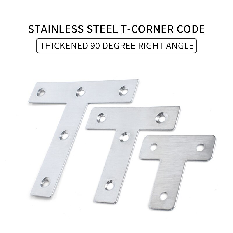Accolade d'angle en acier inoxydable T Type meubles accolades d'angle de connexion plaque de support d'étagère 10 pièces