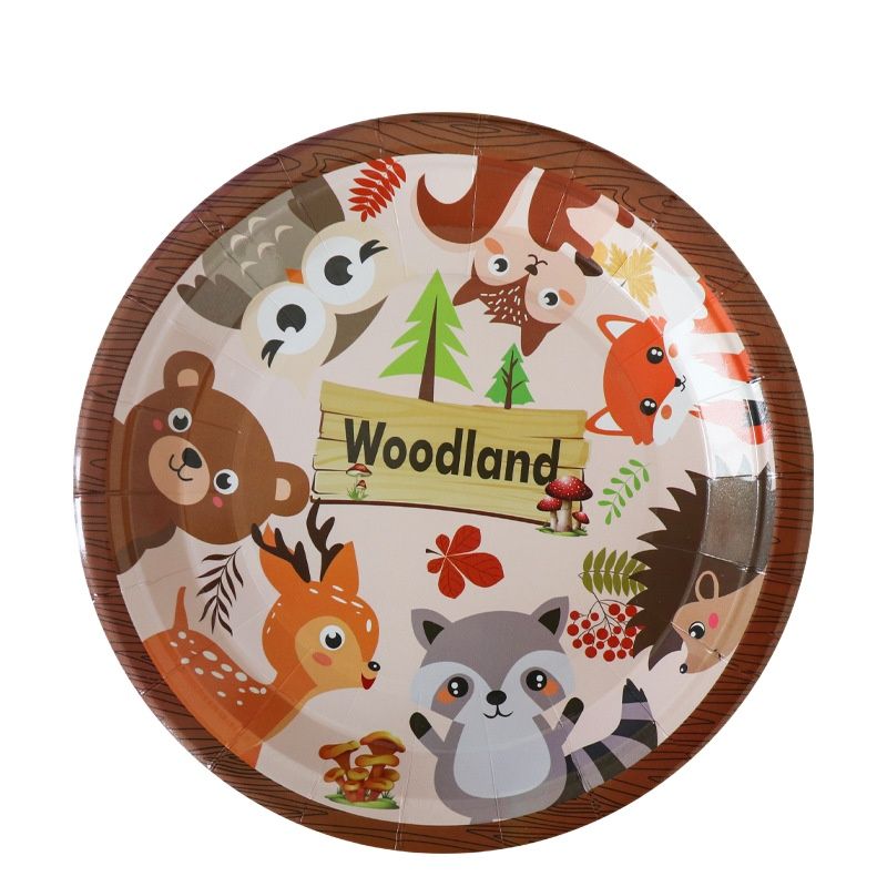 Forest animal theme party fox hedgehog pattern children's birthday party decoration animal balloon disposable napkin plate