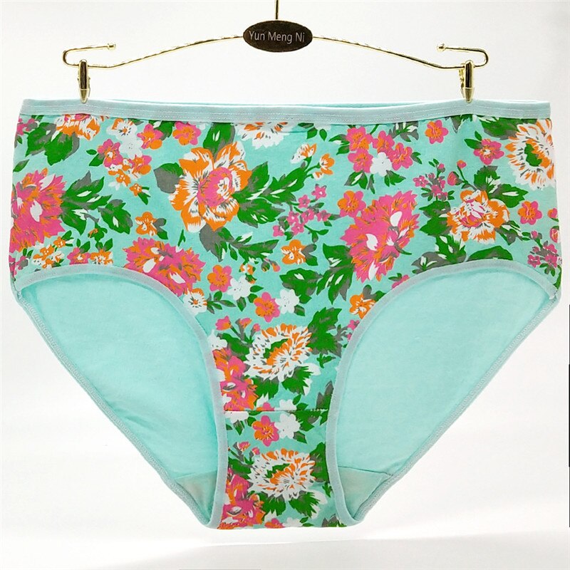 4pcs/lot 2XL/3XL/4XL plus size briefs women underwear Flower print ladies panties large size women's cotton 89245