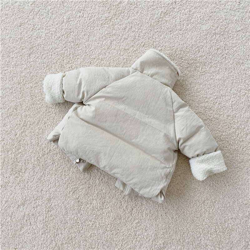 freundlicher Winter Solide Vlies Mantel Baby Jungen Und Mädchen Unten Jacke Kleinkind Kleinkind Verdicken Warme Outwear Baumwolle Gepolsterte Kleidung 6M-3T