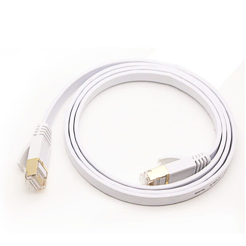 RJ45 Cat7 Ethernet Cable Green Flat Network Line UTP Extender Cable Ethernet for Notebook Router Digital Set Top Box Switch ADSL: White / 1M