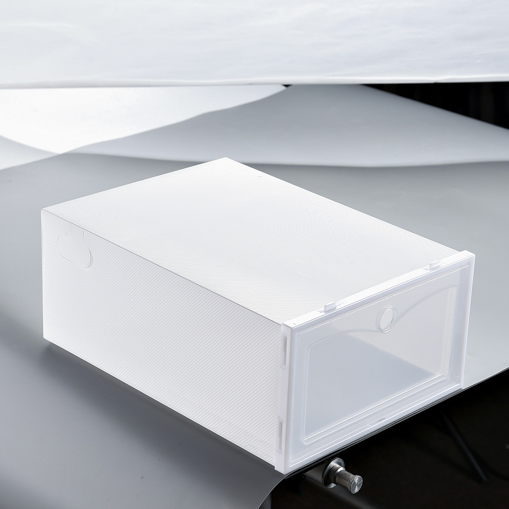 1stackable Transparent Shoe Box Dustproof Storage Box Can Be Superimposed Combination Shoe Cabinet Clamshell Shoe Organizer#P30: White  L