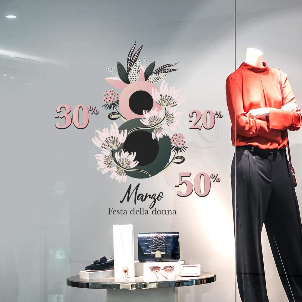 UVFD0005 Decoraties Voor Window Shopping Winkels, Venster Sticker Met Het Thema Party Vrouw, Maat 40X50 Cm