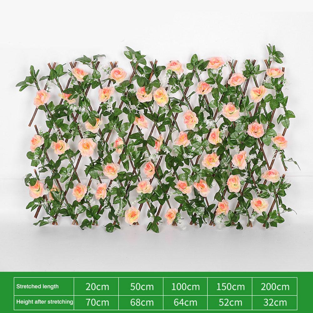 Expanding Wood Fence Artificial Flower Climbing Frame UV Protected Restaurant Privacy Screen Home Wall Decor Garden Accessories