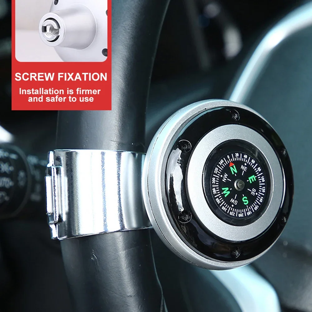 Stuurwiel Spinner Knop Met Kompas Universele 360 Graden Rotatie Metalen Power Handvat Bal Booster Voor Auto Auto Auto Auto