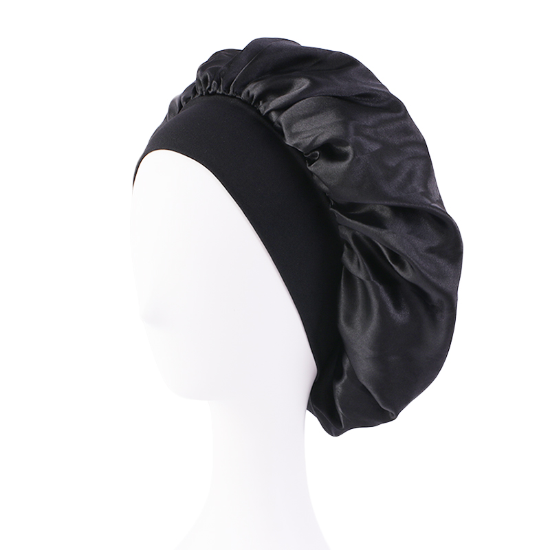 Satin Wide Brim Nightcap Silky Bonnet Hair Wrap for Sleeping Sleep Cap With Elastic Soft Band Styling Cap Hair Wrapping Tool