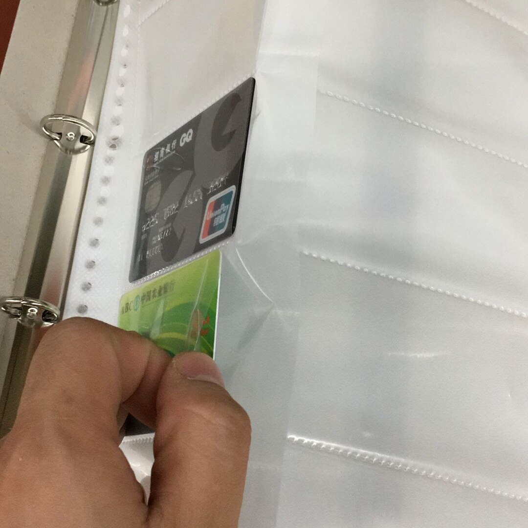 Protectores de hojas transparentes de hojas sueltas A4 grandes, 30 agujeros, dos lados, 20 tarjetas, bolsa de colección de tarjetas de nombre transparente