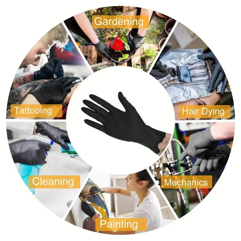 Wegwerp nitrilrubber handschoenen 100 stuks zwarte handschoenen huisreinigingsgereedschap latex werk motorfiets keuken afwas waterdicht