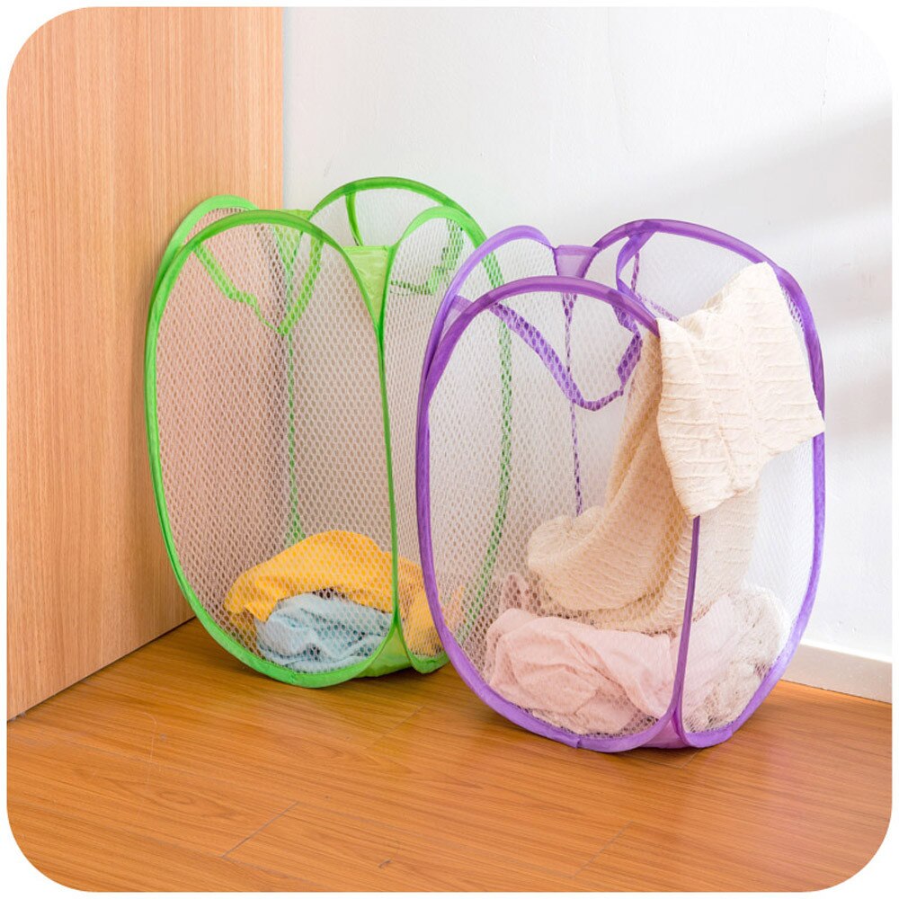 Laundry Bag Mesh Washing Foldable Laundry Basket Bag Bin Hamper Home Bathroom Storage Organizer Fold-able Cloth Washing Bag #25