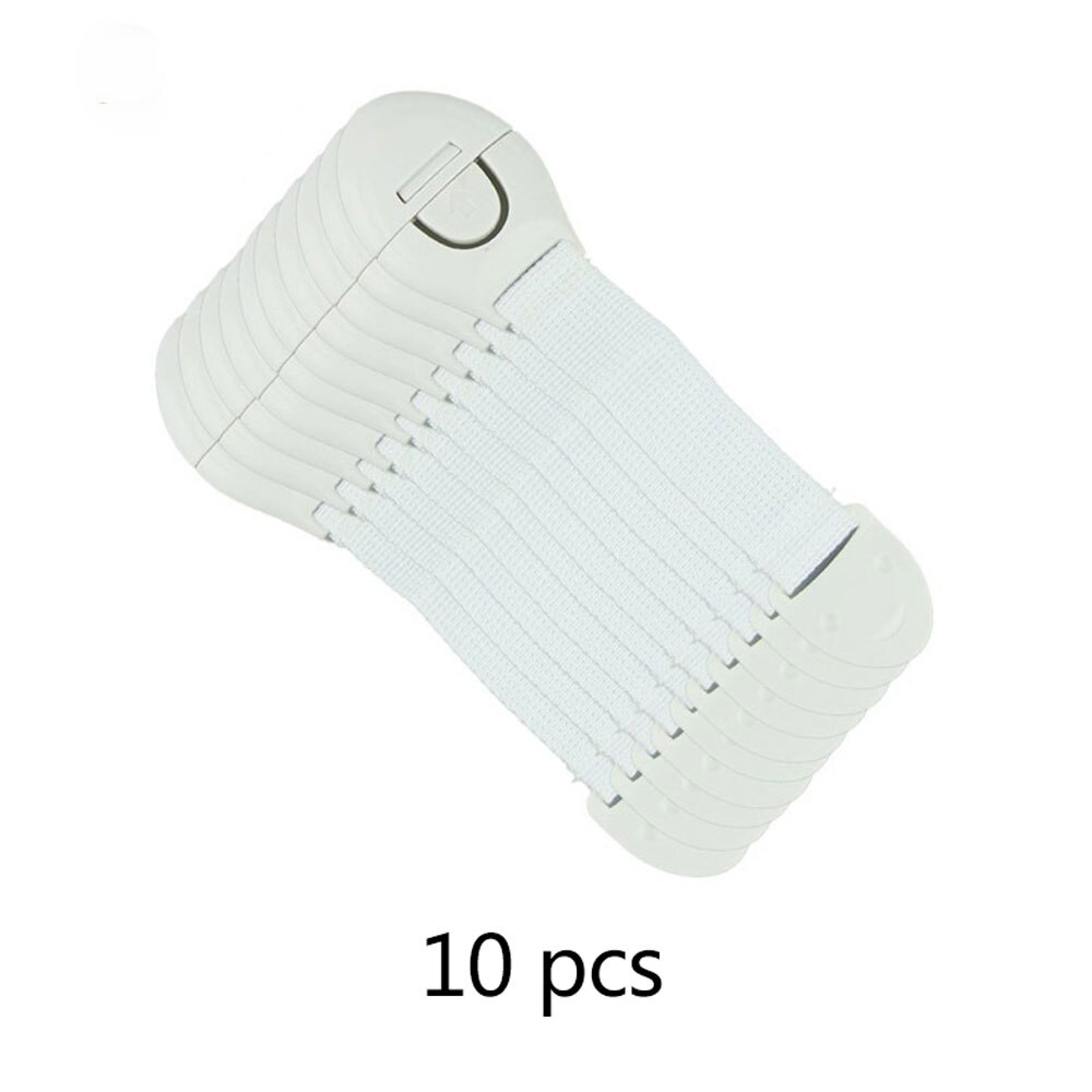 10 unids/lote, cerradura de protección para niños, puertas de bloqueo de seguridad para niños, cajones de armario, seguridad para bebés, cierre de plástico, castillos para niños: White