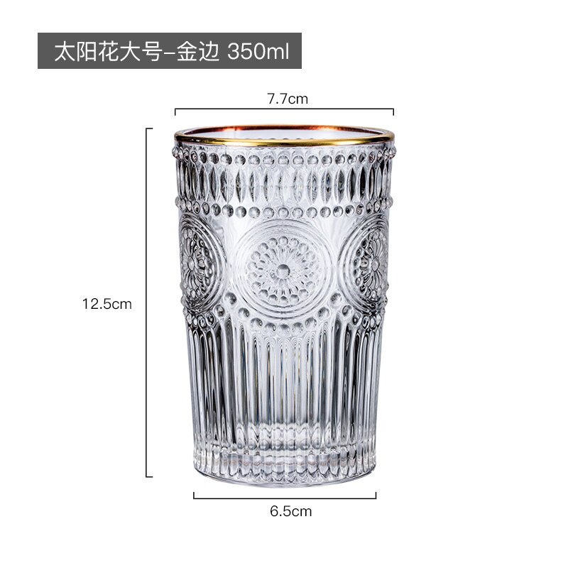 Retro relief phnom penh glas glas glas øl kop te kop kold drikke mælk te kop tand kop juice kop indgraveret blomst: 350ml