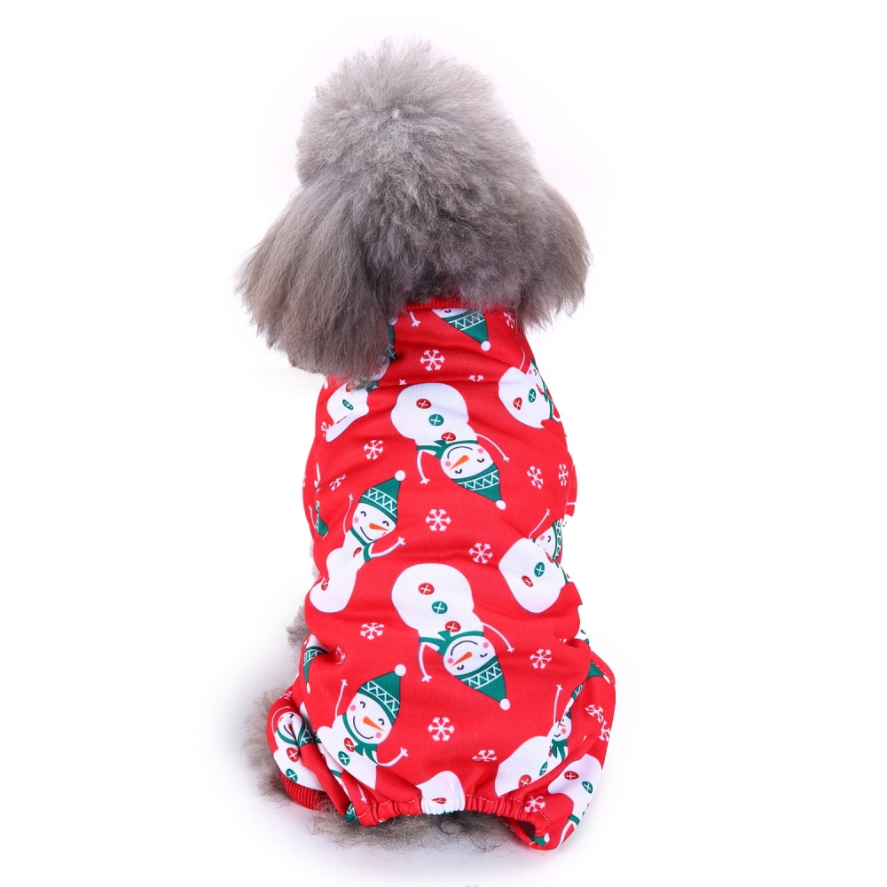 Venta de lindos pijamas para perros, mono pequeño para mascotas, estampado de muñeco de nieve, sueño reparador, ropa de , divertida ropa de Navidad, disfraz de Chihuahua rojo