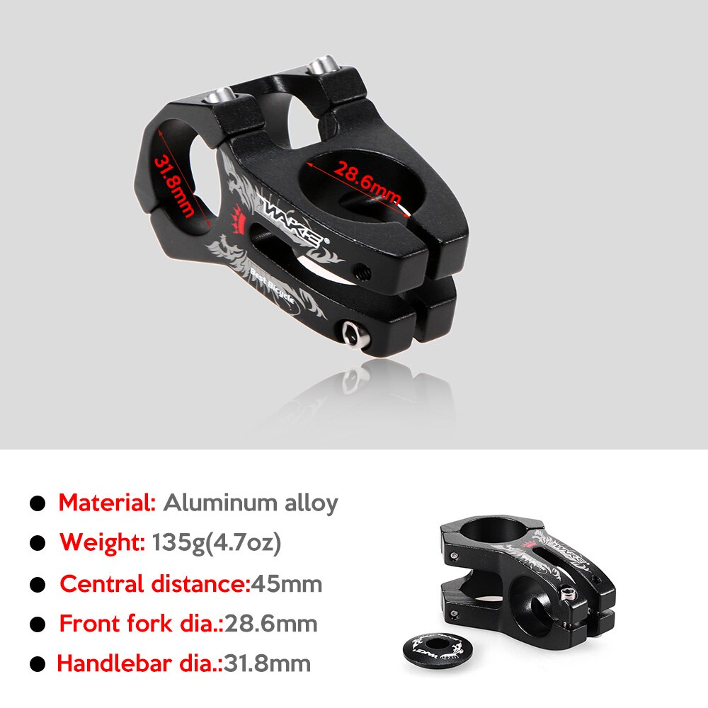 Wake Aluminum Alloy Bike Stem Bicycle Cycling Clamp Stem 31.8MM MTB Road Bike Stem Bike Accesary