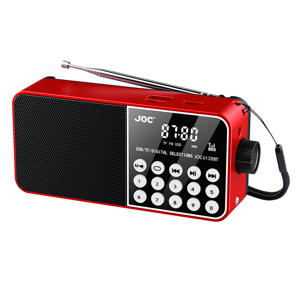 Mini Portable Radio Bluetooth-Compatible Broadcasting Player Radio USB Charging Wireless MP3 Radio for Emergency Hurricane: Red