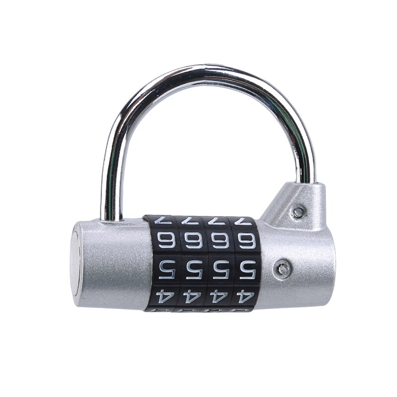 Multifunctional Combination 4 Digit Security Padlock Gym Locker Drawer Luggage Cabinet Toolbox Door Lock Door Padlock: silver