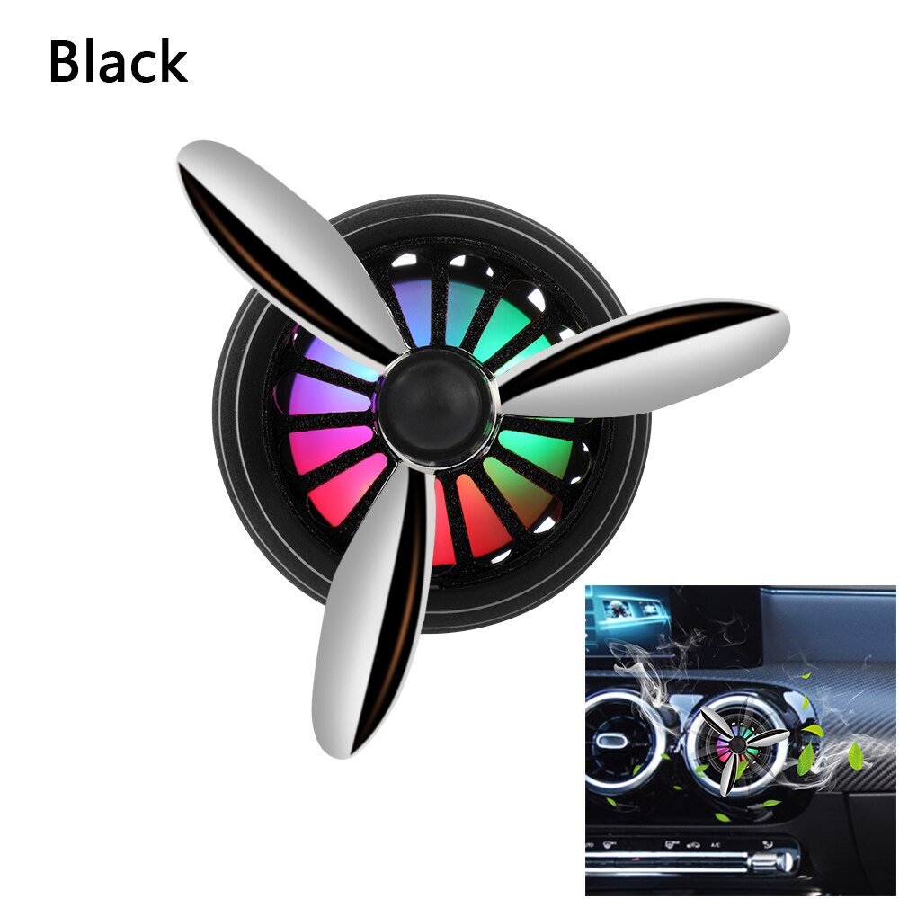 Lumière LED désodorisant pour voiture, hélice de l'armée de l'air, Clip de ventilation en forme de parfum, décoration de véhicule, ventilateur aromathérapie, accessoires d'intérieur pour voiture: Black