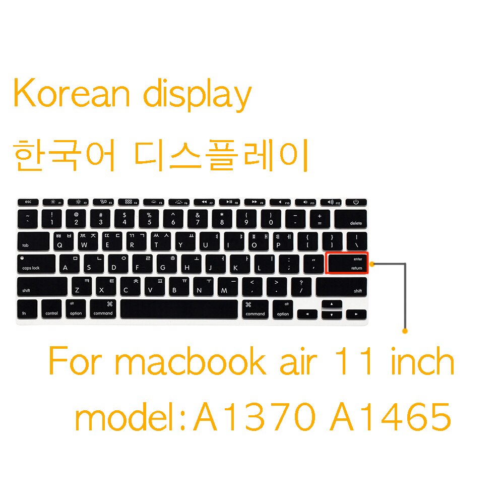 Korean Keyboard Cover for MacBook air 11 inch 11.6 air A1465 A1370 US key laptop keyboard protective film Korean display