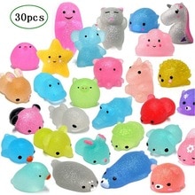 RCtown 30Pcs Mochi Squishy Speelgoed Glitter Mini Dier Vormige Squishies Speelgoed Feestartikelen voor Kinderen Stress Relief Speelgoed Xmas