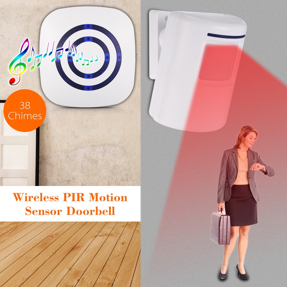 Human Body Induction Smart Doorbell Sensor and Receiver Motion Sensor Alarm Wireless Driveway Alert Home Security System